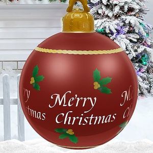 Opblaasbare kerstbal 61 cm gigantische kerstballen buiten Kerstmis PVC opblaasbare bal opblazen bal decoraties herbruikbare kerstman sneeuwpop versierde ballen voor Xmas Yard Tuin Patio