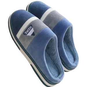 MdybF Slippers Winter Footwear Flat Women Indoor Home Versatile House Shoes Warm Cotton Slippers-Bluegray-44-45