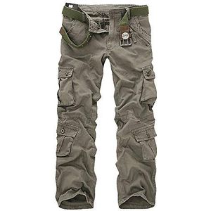 DaiHan Heren effen cargobroek vintage cargobroek broek multi-tas army overalls, A-stijl, 31W