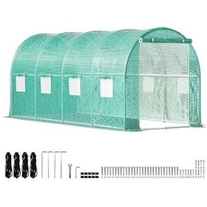 Inlooptunnelkas Gegalvaniseerd frame en waterdichte afdekking 15x7x7/10x7x7/20x10x7/12x7x7 ft Kassen en koude bakken(Green 12x7x7 ft)