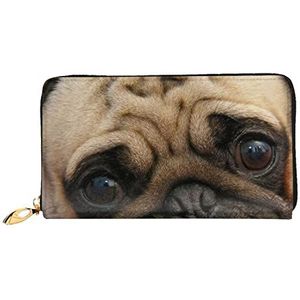 XqmarT Leuke Pet Pug Portefeuilles Grote Capaciteit Portemonnee Voor Mannen Vrouwen Portefeuilles Creditcard Microfiber Lederen Portemonnee, zoals afgebeeld, Eén maat