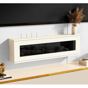 XCLOOZGL Houten Wifi-Router Opbergdoos Verbergkast Plank Decoratieve Routerverstopper Kast Voor Kabelmodem Internetuitlaat Afdekking Opbergkast Wandgemonteerd Massief Hout,Beigeb,90X11X21cm