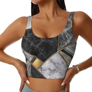 Zwart Marmeren Textuur Gouden Print Comfortabele Vrouwen Sport Vest Yoga Workout Vest Voor Vrouwen Lichtgewicht Zomer, Zwart, S
