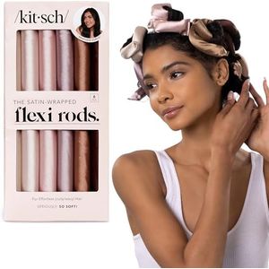 Kitsch Heatless haarkrultang - met satijn bedekte hitteloze haarkrulspelden voor lang haar | Flexi-staven voor hitteloze krullen voor alle haartypes, haarkrulspelden om in te slapen, geen