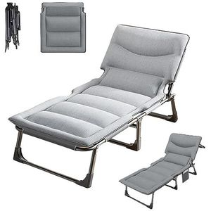 Yanshe Tuinligstoel met zacht gewatteerde, robuuste ligstoelen, opvouwbare zonnebank, campingstoel met zijvak, belastbaar tot 500 lbs, voor thuiskantoor, strand en camping