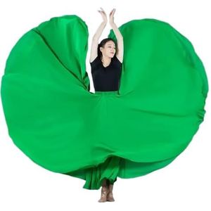 Flamencorok for vrouwen, 720 graden, volle cirkelvormige swingrok, Spaans danskostuum, volwassen, vloeiende, geplooide gelaagde rok for optredens, Halloweenfeest, rode krijtthema-outfit(Green_XL)