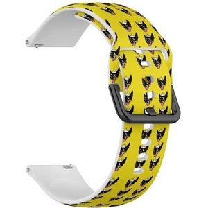 RYANUKA Compatibel met Amazfit GTS 4 / GTS 4 Mini / GTS 3 / GTS 2 / GTS 2e / GTS 2 mini / GTS (Smiley Miniatuur Pinscher Honden Geel) 20 mm zachte siliconen sportband armband band, Siliconen, Geen