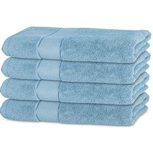 Bananalu Set van 4 handdoeken, 100% katoen, 50 x 100 cm, kwaliteit 450 g/m², lichtblauw, placid blue 15-3920