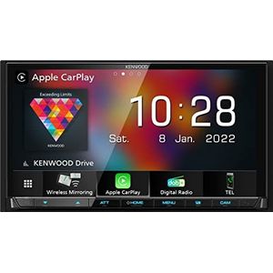 KENWOOD DMX8021DABS Multimedia Autoradio, Wireless Apple Carplay, Wireless Android Auto, Touchscreen 17,7 cm, FM/AM/Dab+ tuner, Bluetooth handsfree bellen en streaming audio.
