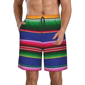 PHTZEZFC Kleurrijke Mexicaanse strepen print heren strandshorts zomer shorts met sneldrogende technologie, lichtgewicht en casual, Wit, XL