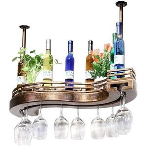 Opbergrek Europese stijl plafond wijnrekken, designer creativiteit wijnfleshouder, wijnglazen rek, beker glasglasrekken, 60/80/100 cm, bronzen bar eetkamer meubelplanken (maat : 100 cm)