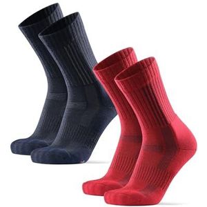 DANISH ENDURANCE Premium Outdoor Wandelsokken, Merinowol, Wandelsokken, voor Mannen & Vrouwen, 2-Pack, Veelkleurig (1x Marineblauw, 1x Rood), 39-42