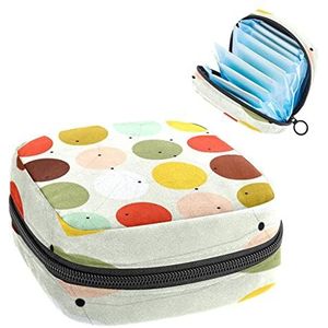 Maandverband Opbergtas,Draagbaar maandverband Opbergzak,Geometrisch kunstpatroon, Meerkleurig, 4.7x6.6x6.6 in/12x17x17 cm