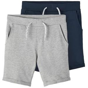 NAME IT Jongens Shorts, Grijs Melange/Verpakking: verpakt met Dark Sapphire, 104 cm