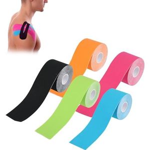 Kinesio Tape 5 rollen – sporttape – kinesiotape – elastische band – neuromusculaire tape (5 cm x 5 m)