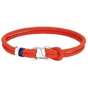 Stalen dubbele push karabijnhaak sluiting armband roestvrij gevlochten touw armband geschikt for mannen vrouwen paar geschenken(Style:19cm_Orange)