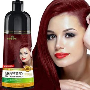 Herbishh Hair Color Shampoo for Gray Hair–Natural Hair Dye Shampoo–Colors Hair in Minutes–Long lasting colour–500 ML–3-In-1 Hair Color–Ammonia-Free (Grape Red)