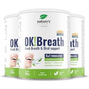 Nature's Finest by Nutrisslim OK!Breath, 6-in-1 spijsverteringsenzymcomplex, natuurlijke ademverfrisser en slechte adem behandeling voor volwassenen, gepatenteerd DigeZyme® voor frisse adem