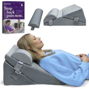 Byre® Orthopedisch bedwigkussen, 10-in-1, opvouwbaar kussen van traagschuim met halve maanbevestiging, verstelbaar rugsteunkussen voor GERD, lezen, rugpijn, beenpijn, brandend maagzuur, zure reflux