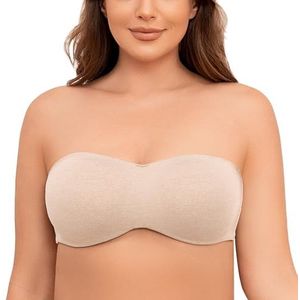 MELENECA Dames Strapless bh's Voor Grote Buste Minimizer Ongevoerd met Beugel Pale Nude Heather 95E