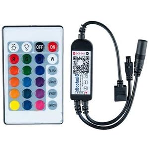 RGB RGBW Bluetooth-dimmer met 24-toetsen infrarood afstandsbediening voor smartphones 5V-24V geschikt voor RGB RGBW LED-strips (maat: RGB 24 toets, kleur: zwart)