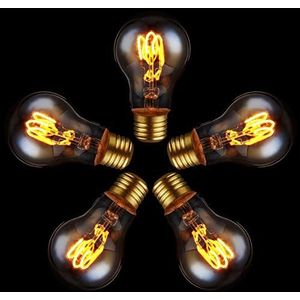 Proventa Edison LED-gloeilamp, dimbaar, E27, 3 watt, enkele spoel, 1.800 K, barnsteen, vorm A60, ledlampen, decoratieve lamp, vintage, retro