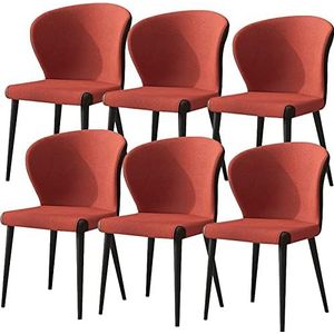 GEIRONV Moderne eetkamerstoelen set van 6, met koolstofstalen poten splicing stoel gestoffeerde vrijetijdsstoelen keuken woonkamer stoelen Eetstoelen (Color : Grapefruit red, Size : 41x45x79cm)