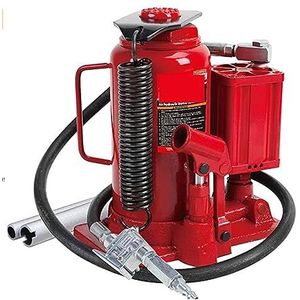 Hydraulische krik, Pneumatische luchthydraulische fleskrik met handmatige handpomp, capaciteit van 20 ton (40.000 lb), rood