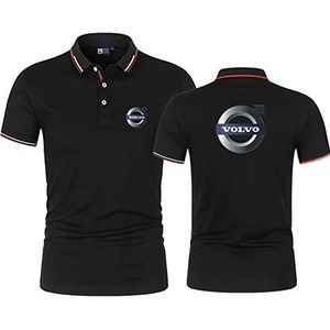KHUYTRP Heren Polo Korte Mouw Voor V.o.l.v.o Print T-shirts Zomer Casual Golf Tops Rugby T-Shirt Motorfiets Poloshirts Zomer T-Shirt- Zwart||L