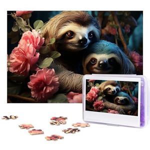 300 stukjes puzzel voor volwassenen gepersonaliseerde foto puzzel een luiaard en een baby luiaard aangepaste houten puzzel voor familie, verjaardag, bruiloft, spel nachten geschenken, 38 cm x 25,9 cm