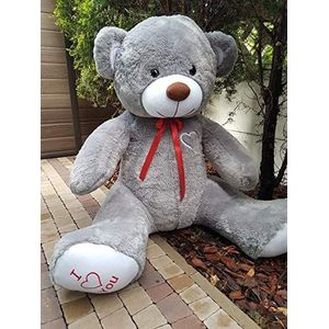 Odolplusz Teddy | maat XXXL | 190 cm | kleur grijs-wit | geschikt voor mensen met een allergie | teddybeer, knuffeldier, pluche beer, pluche beer, teddi