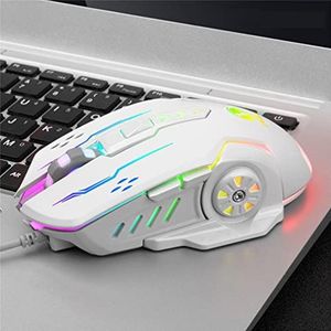 3600Dpi USB bedrade gamingmuis 6 knoppen mechanisch, e-sports muizen achtergrondverlichting 6D kleurrijke gamingmuis voor laptop PC computer gamer (wit)