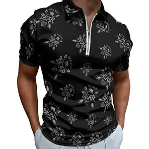 Mama Bear Half Zip-up Polo Shirts Voor Mannen Slim Fit Korte Mouw T-shirt Sneldrogende Golf Tops Tees 2XL