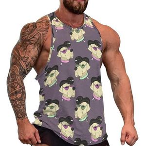 Mastiff Honden Hipster Rockabilly Heren Tanktop Grafisch Mouwloos Bodybuilding Tees Casual Strand T-Shirt Grappig Gym Muscle
