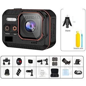 Action Camera, Actie Camera 4K 60FPS Afstandsbediening 30m Waterdicht 170° Groothoek Actie Camera Dash Cam go Sport Camera Pro Soepele Stabilisatie(With 32G Card,Action Camera C)