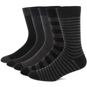 LCKJLJ 5 paar heren jurk sokken plus grote maat ombed katoen crew sokken, zwarte koele Argyle ademende casual sokken voor mannen, JC113-1, 40.5 EU