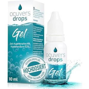 Ocuvers Oogdruppels – met 0,3% Hyaluron – Oogdruppels tegen droge ogen. Hooggedoseerde hyaluron-oogdruppels tegen rode, branderige en tranende ogen – speciaal geschikt voor contactlenzen – 10ml