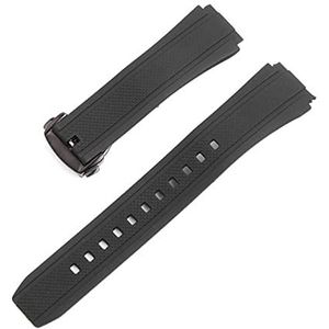 Kwaliteit Zwart Silicone Rubberen riem Compatible With EDIFICE-serie EF-552 Watchbands Man horloge Armband Roestvrije deployment Buckle 25 * 20mm (Color : Black Black buckle, Size : 25x20mm)