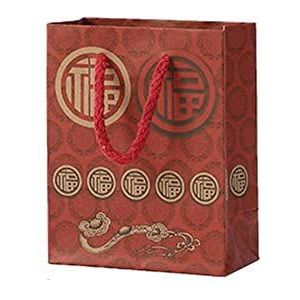 Retro Kraftpapier Rood Fu Karakter Lente Festival Chinees Nieuwjaar Levert Verpakkende Zakken Geschenkzak Geschenkdoos Verpakking (Mini)