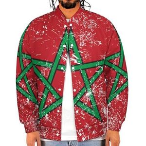 Marokko Retro Vlag Grappige Mannen Baseball Jacket Gedrukt Jas Zachte Sweatshirt Voor Lente Herfst