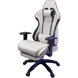 Zware gamingstoel for volwassenen Versterkte basis, verdikt zitkussen, verstelbare armleuning, en hoge ergonomische kantoorcomputerstoel Videogamestoel met voetsteun (Kleur : White, Maat : 36x47cm)