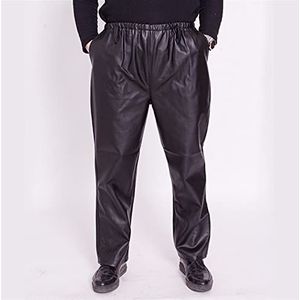 Men Lederen broek losse oversized elastische taille waterdichte werkbroek faux lederen broek (Color : Black, Size : Medium)