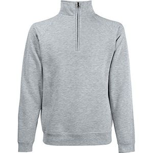 Fruit of the Loom Heren Zip Neck Raglansweat Sweatshirt, grijs (Heather Grey 123), XL