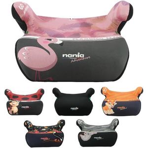 Nania ALPHA gordelverhoger 126-150 cm R129 i-Size - voor kinderen van 8 tot 12 jaar - Gemaakt in Frankrijk - met armleuningen (Flamingo)