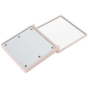 Compacte Spiegel, Wit Licht 2x Vergroting High-definition Dubbelzijdige 6 Lampchips Draagbare Zakspiegel voor Handtas (Roze)