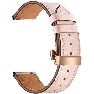 LUGEMA 20 mm 22 mm lederen band compatibel met Galaxy Watch 4 3 klassieke band 42 mm 46 mm actief 2 40 mm 44 mm armband compatibel met Huawei GT 2 (Color : Rose gold pink, Size : 22mm)