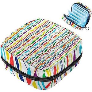 MUOOUM Regenboog Gebogen Strepen Maandverband Opbergtas Draagbare Menstruatie Tas Voor Vrouwen Tiener Meisjes Menstruatie Cup Pouch Nursing Pad Houder