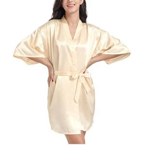 JMORCO Satijnen badjas dames satijnen gewaden badjassen pyjama pyjama nachtkleding nachtkleding halve mouw sexy casual, Geel, M (50-55kg)