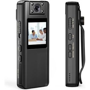 Mini-lichaamscamera, A22 Mini Body Camera 180 Graden Draaibare Lens 1080P HD Kleine Body Camera Met LED Scherm Ondersteuning 4 Uur opname Cam voor wetshandhaving, levering (Size : 128GB Camera, Colo