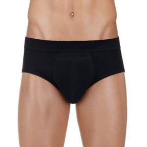 PROTECHDRY - Wasbaar urine-incontinentie katoenen slip ondergoed voor mannen met absorberend gebied aan de voorkant, zwart groot, 36-38 inch taille